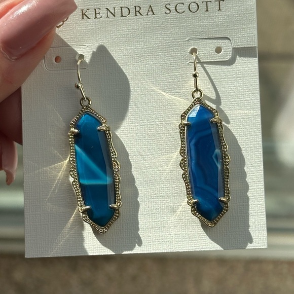 GUC Kendra Scott Blue Agate Fran (smaller) Earrings - See Video for True color - Picture 8 of 9